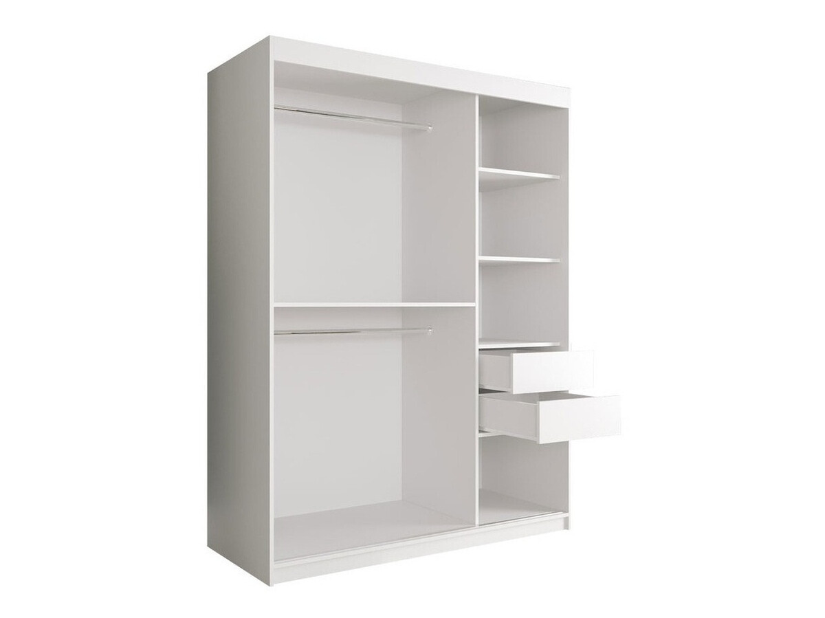 Kledingkast Hartford 260 (Mat wit + Zwart marmer)