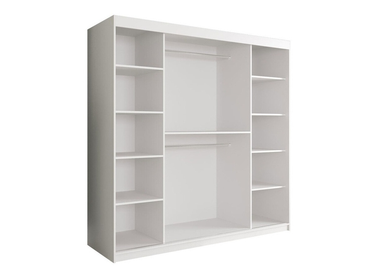 Kledingkast Hartford 262 (Mat wit + Wit marmer)