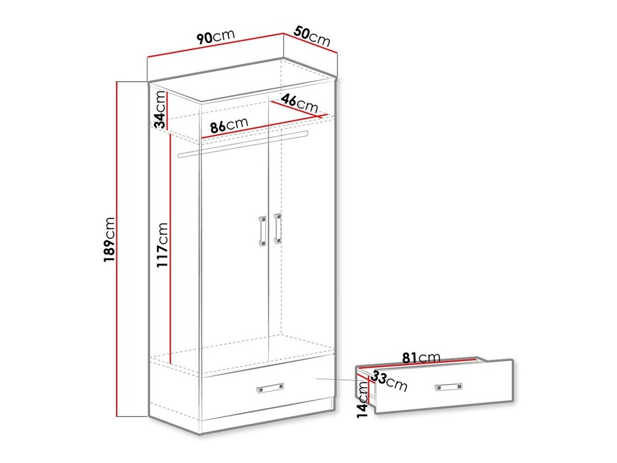 Kledingkast Sorviru 103 (Wit + Roze)
