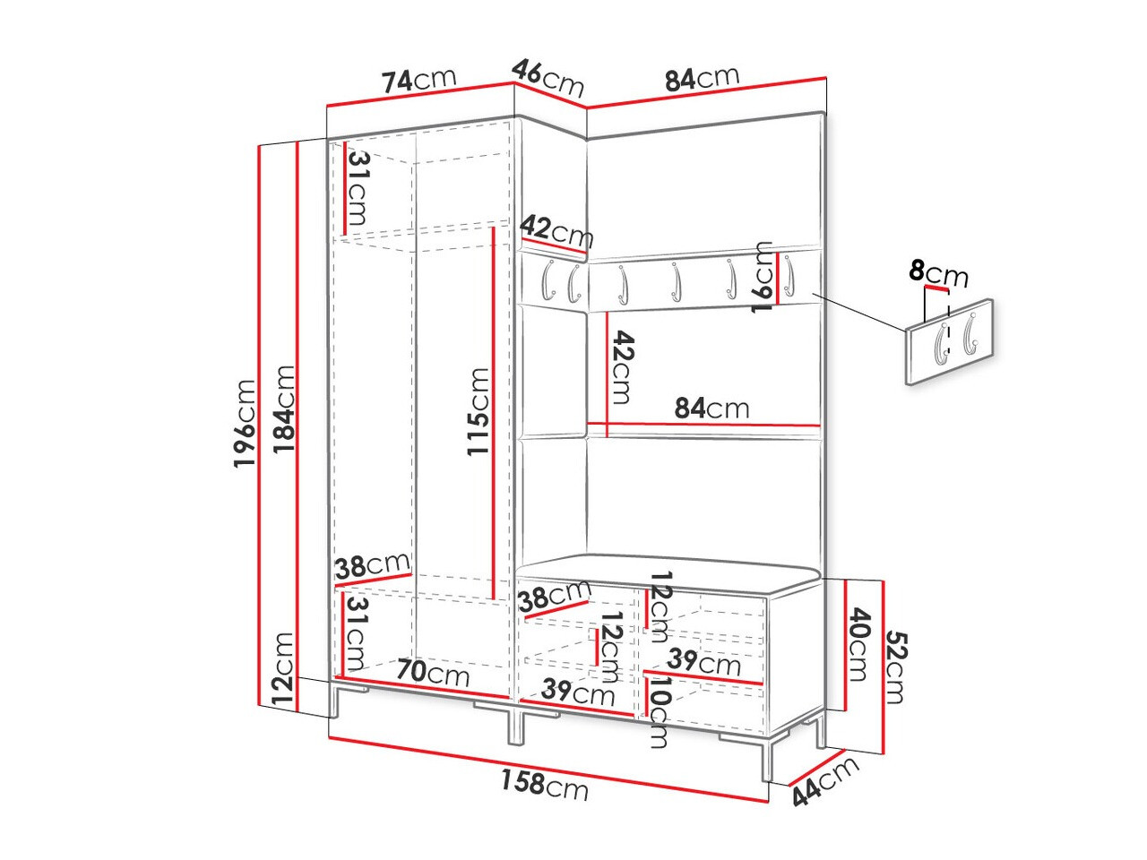 Gangmeubelset Nomal I (Wit)