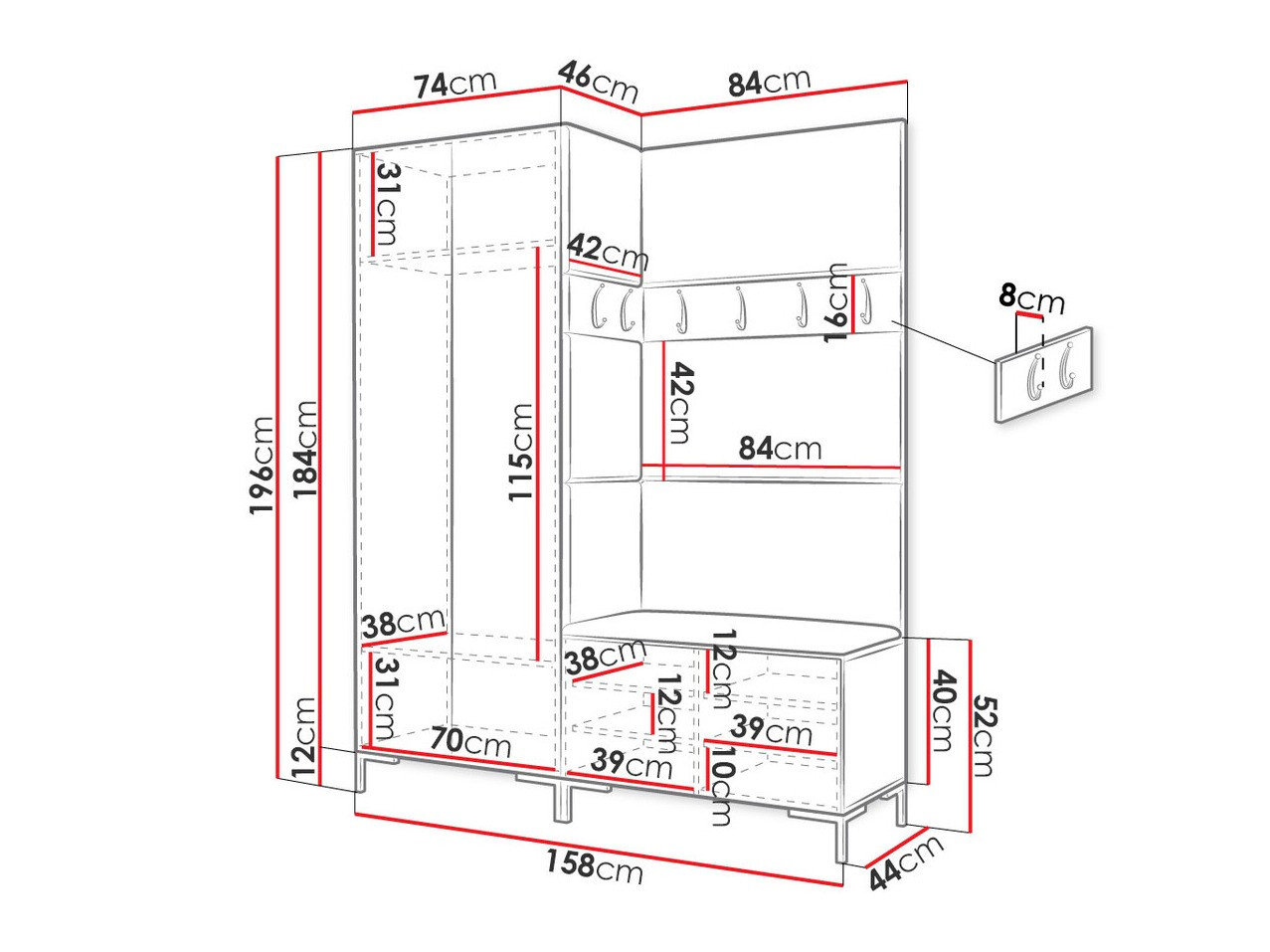 Gangmeubelset Tivsoa 100 (Zwart)