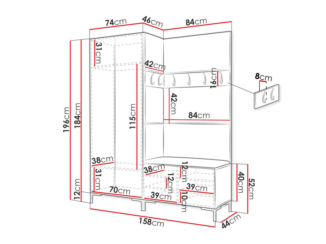 Gangmeubelset Tivsoa 100 (Zwart)