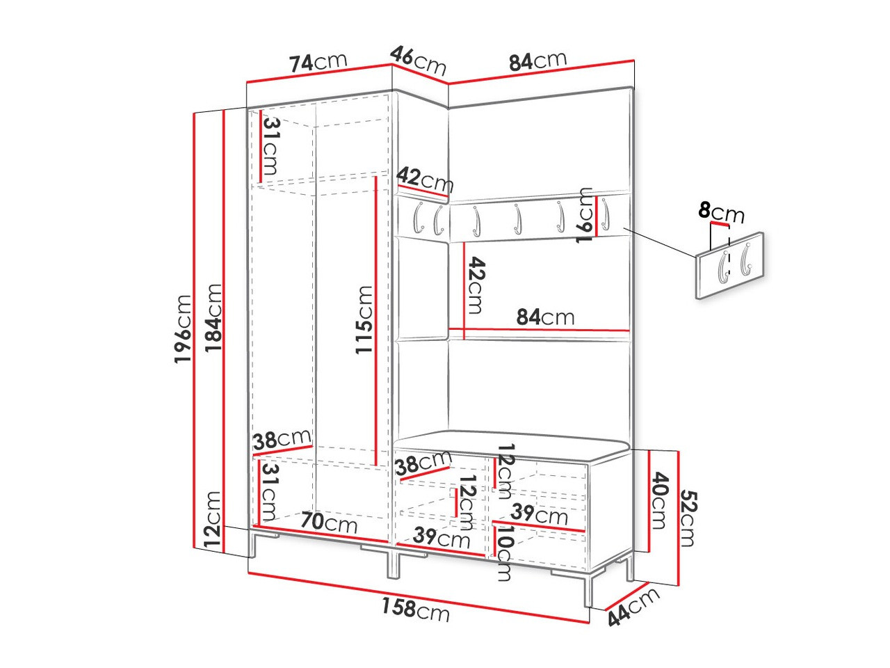 Gangmeubelset Tivsoa 100 (Zwart)