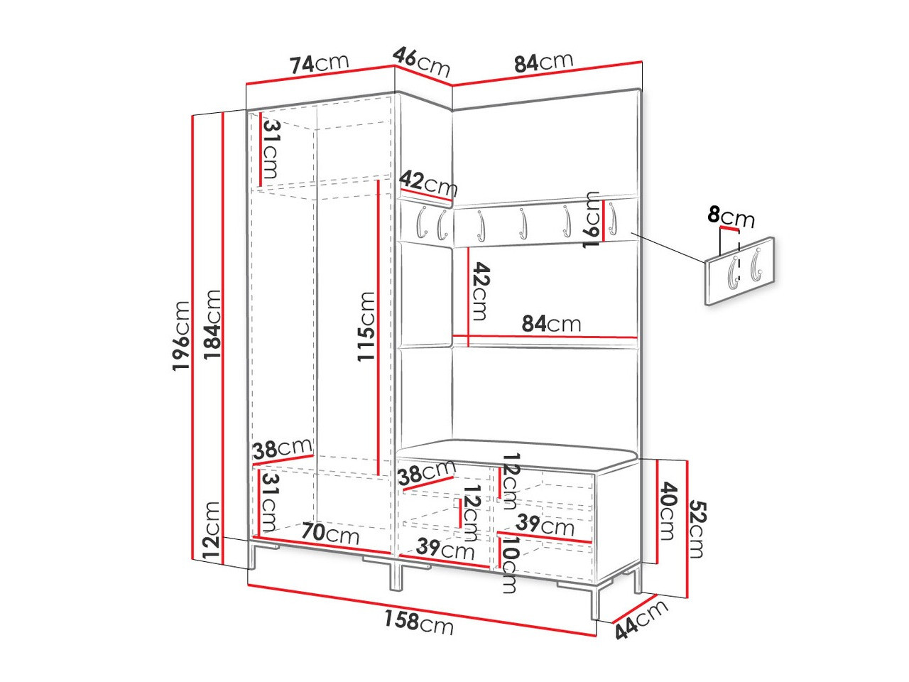 Gangmeubelset Tivsoa 100 (Zwart)