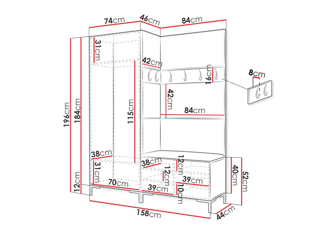 Gangmeubelset Tivsoa 100 (Zwart)