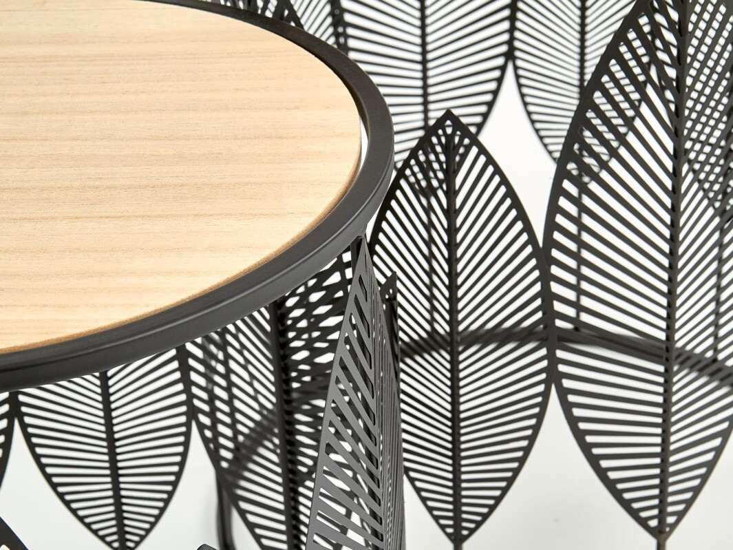 Bijzettafels set Houston 974 (Zwart + Licht hout)