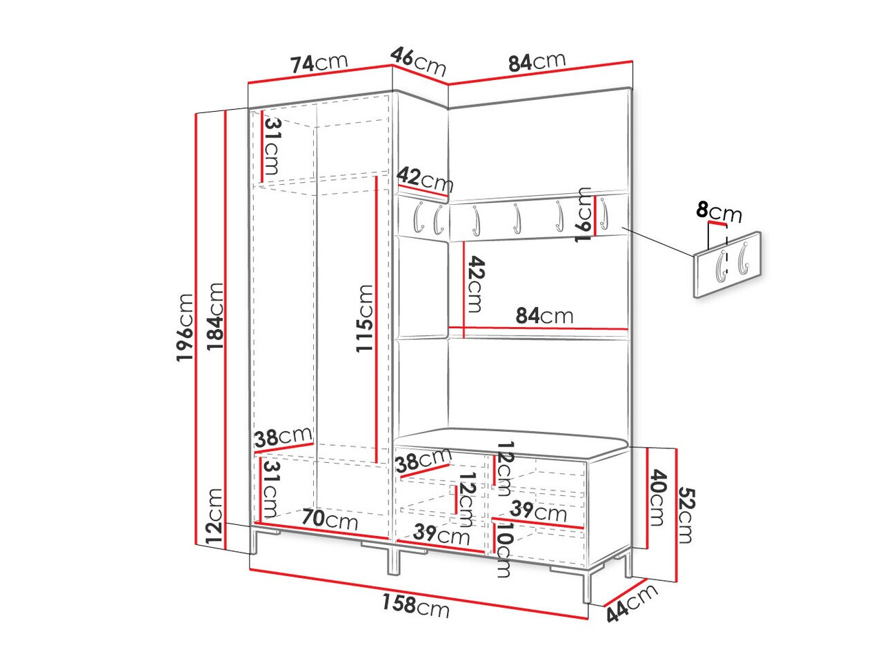 Gangmeubelset Tivsoa 100 (Craft eiken)