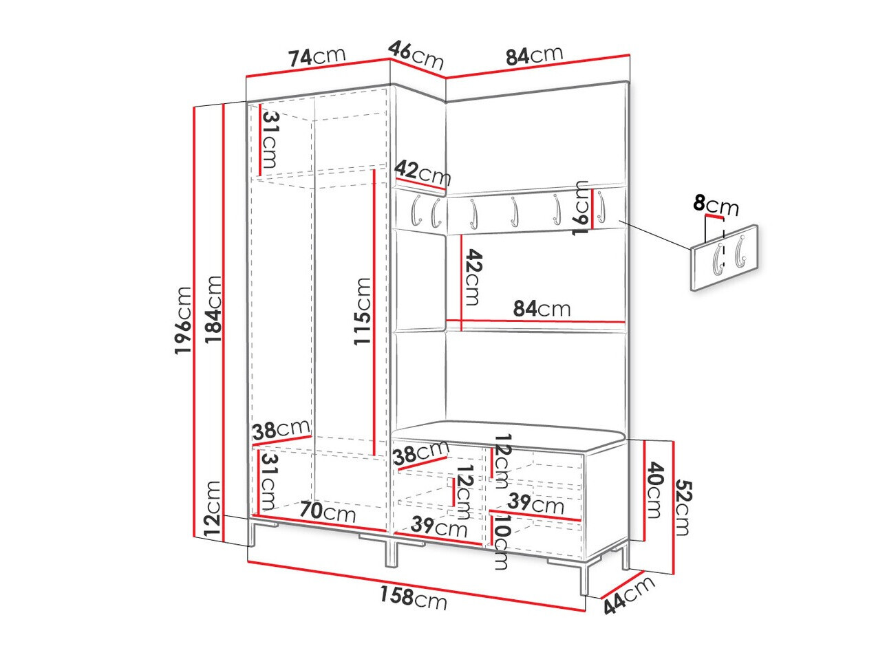 Gangmeubelset Tivsoa 100 (Craft eiken)