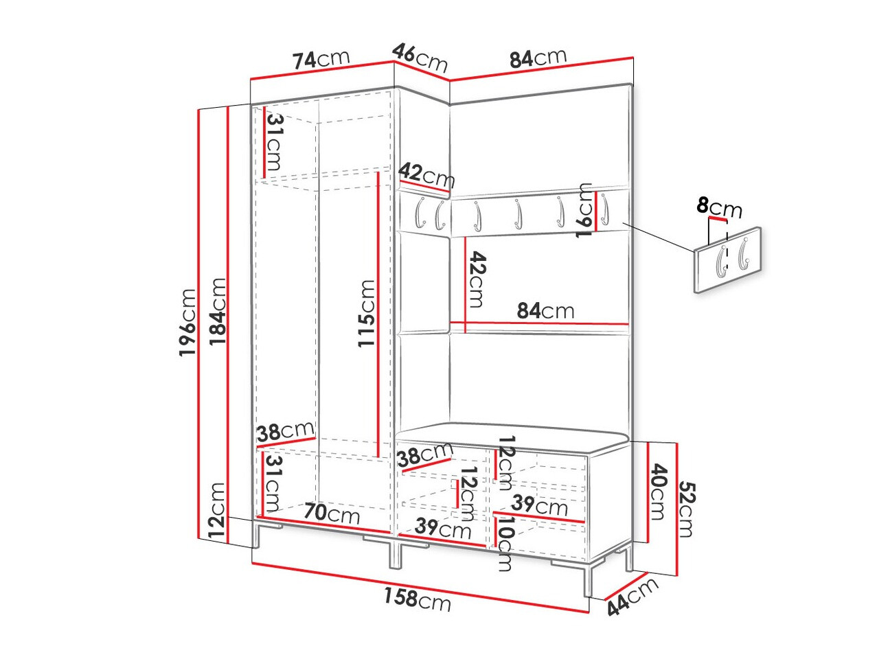 Gangmeubelset Tivsoa 100 (Craft eiken)