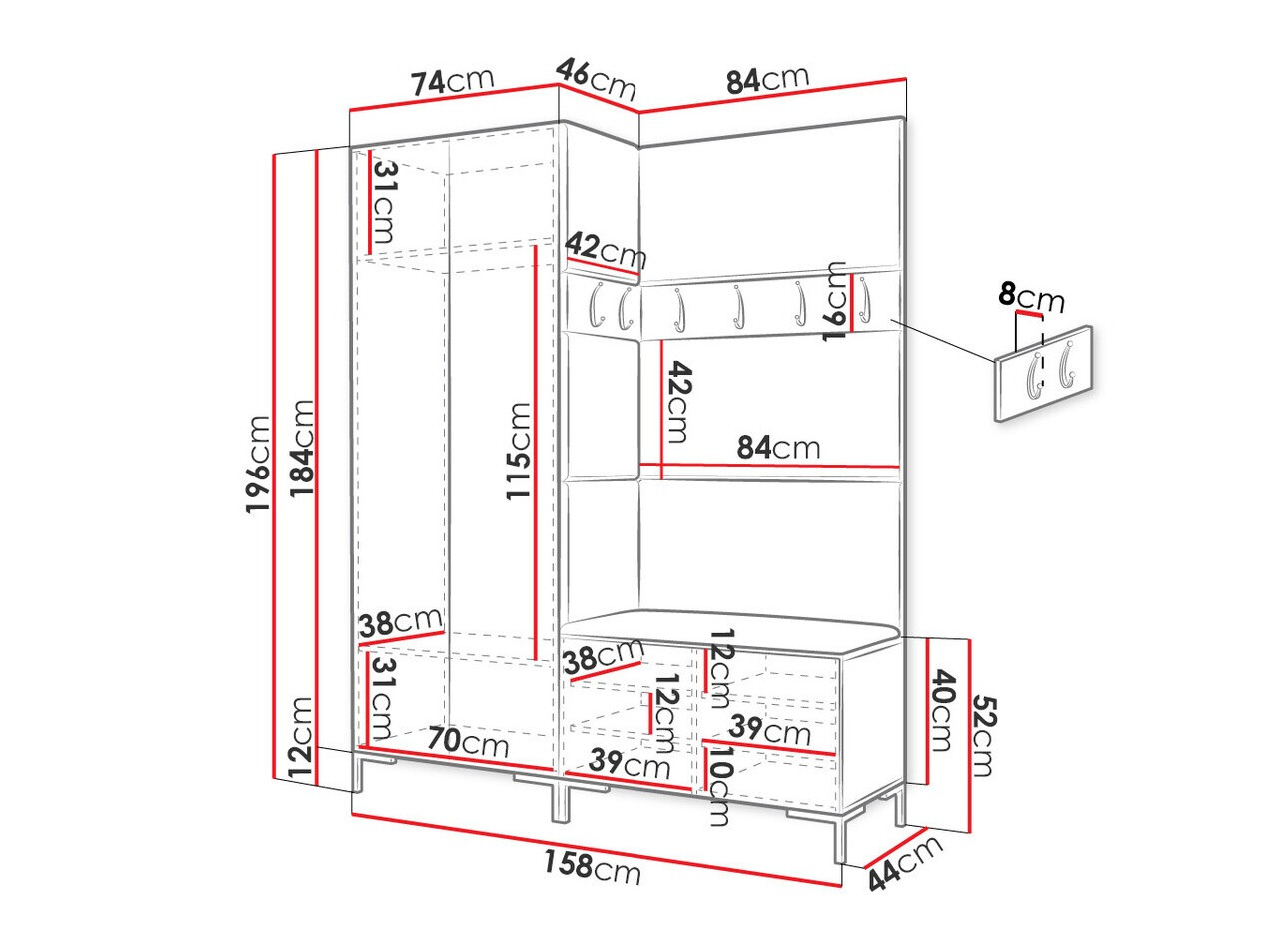 Gangmeubelset Tivsoa 100 (Wit)