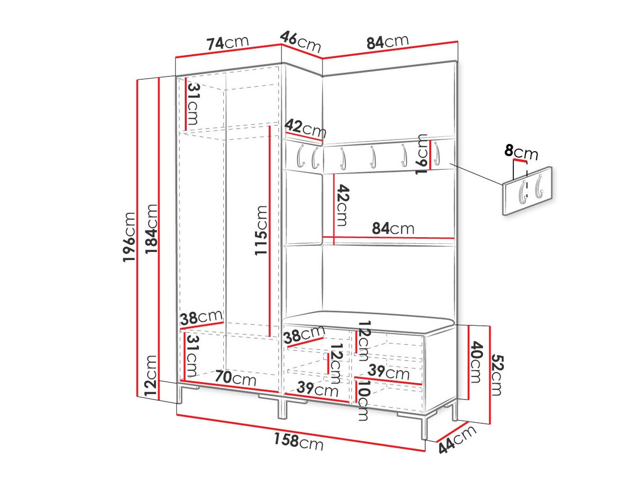 Gangmeubelset Tivsoa 100 (Wit)