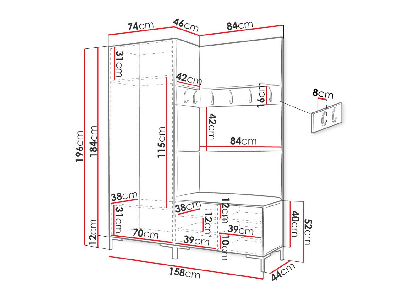 Gangmeubelset Tivsoa 100 (Wit)