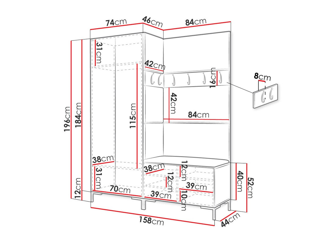 Gangmeubelset Tivsoa 100 (Wit)
