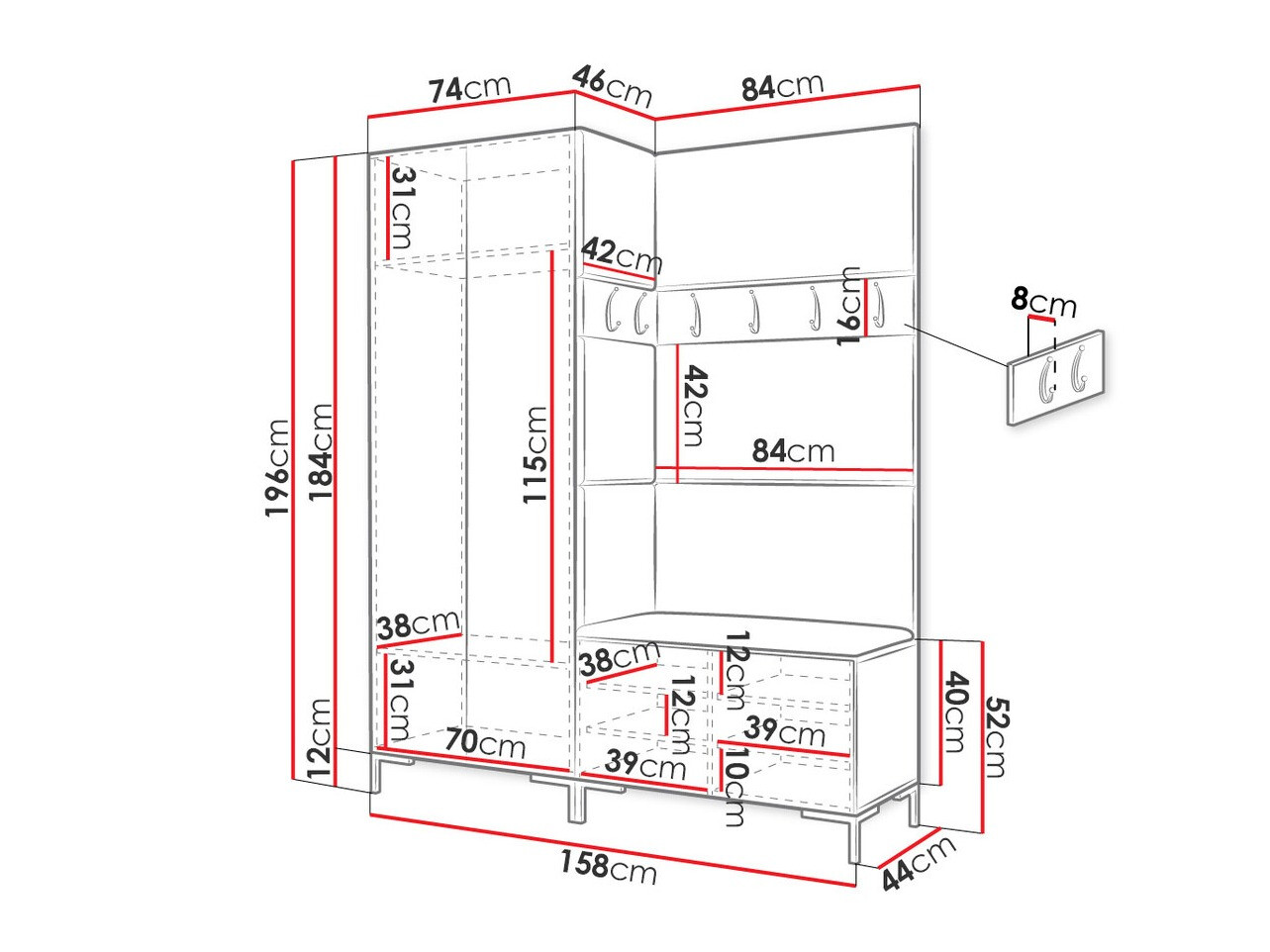 Gangmeubelset Tivsoa 100 (Wit)