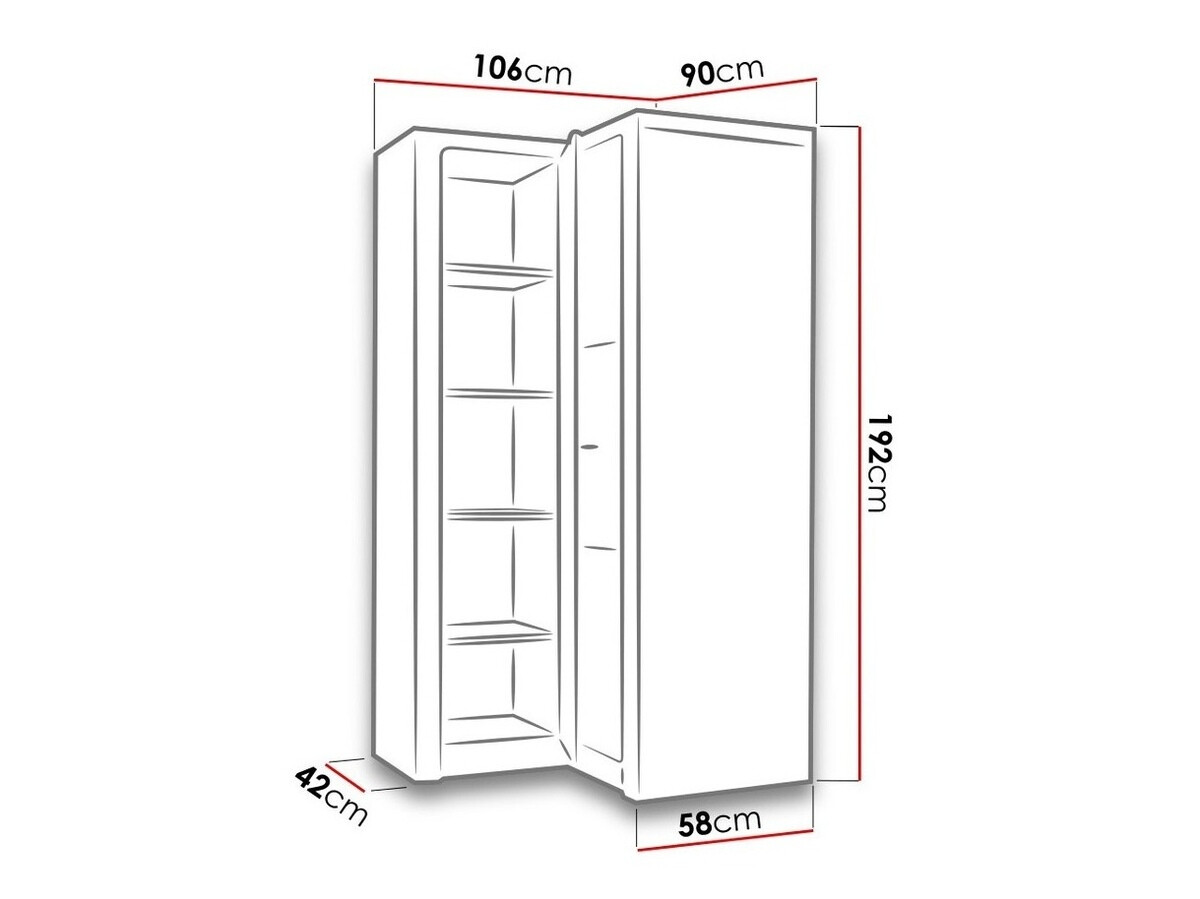 Hoekkledingkast Serfeno 111 (Ambachtelijk wit)