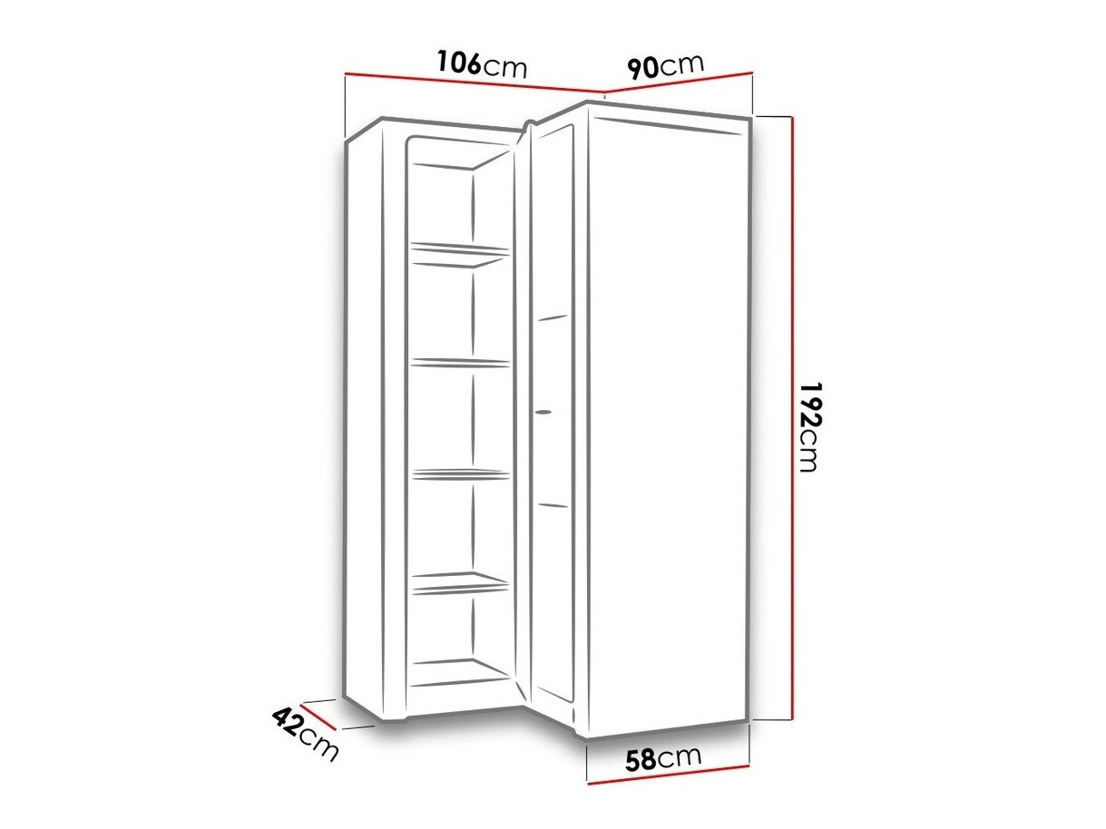 Hoekkledingkast Serfeno 111 (Donker essen)