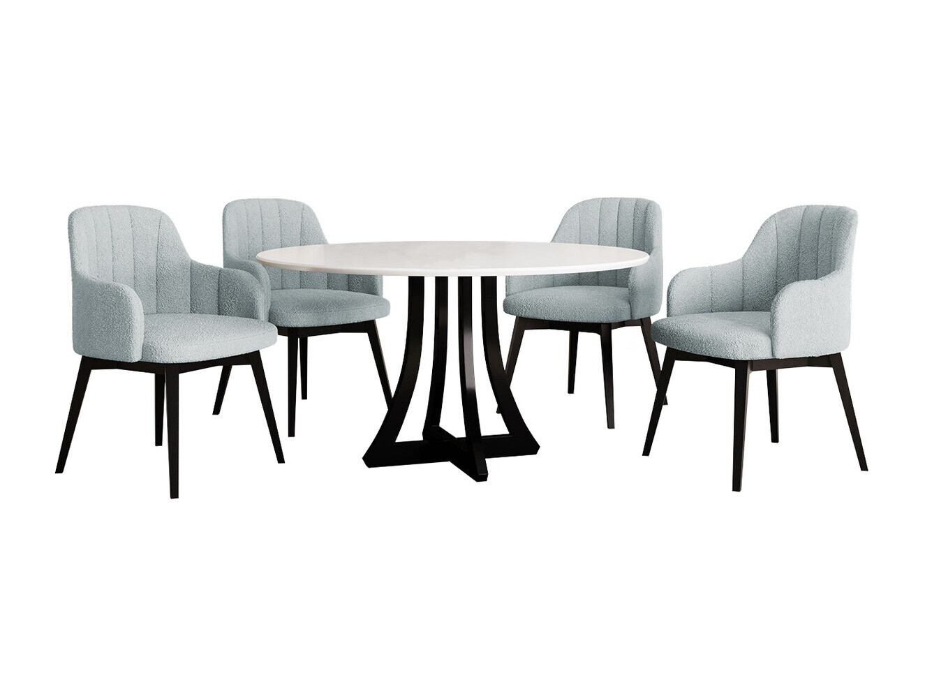 Eetkamerset Racine 128 (Glanzend wit + Glanzend zwart)