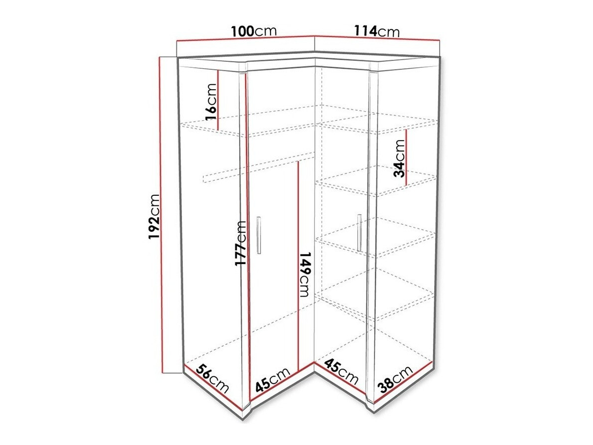 Hoekkledingkast Lorelie 119 (Sonoma eik)