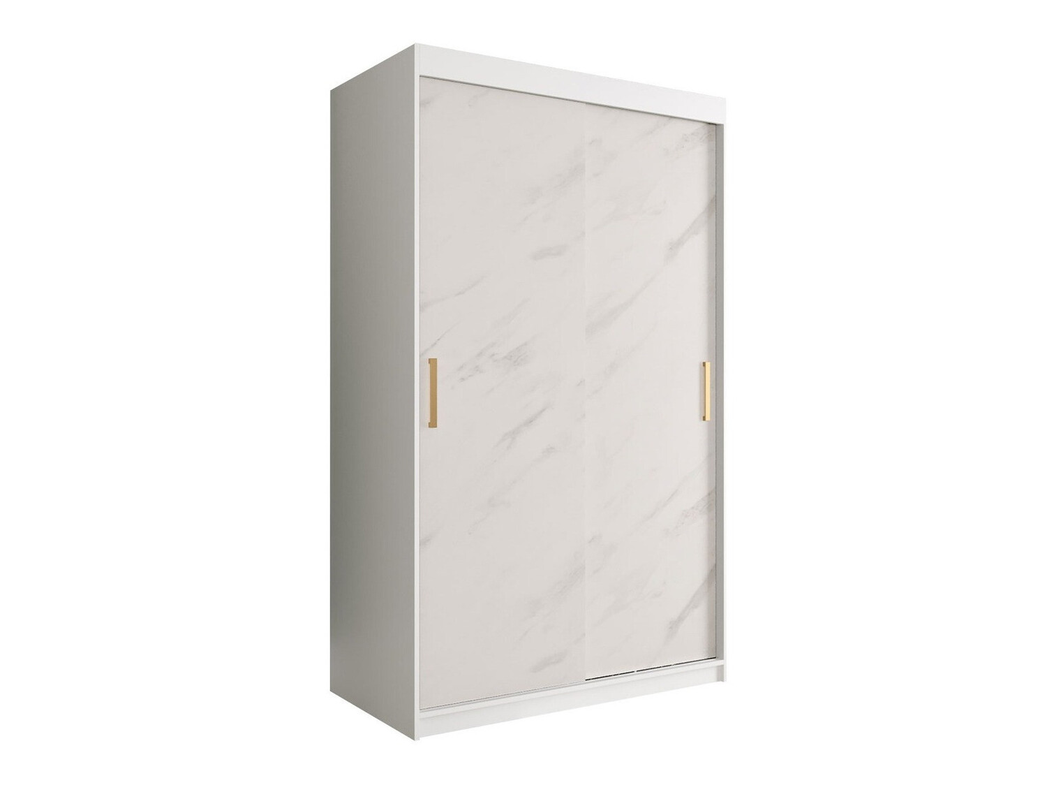 Kledingkast Hartford 247 (Mat wit + Wit marmer)