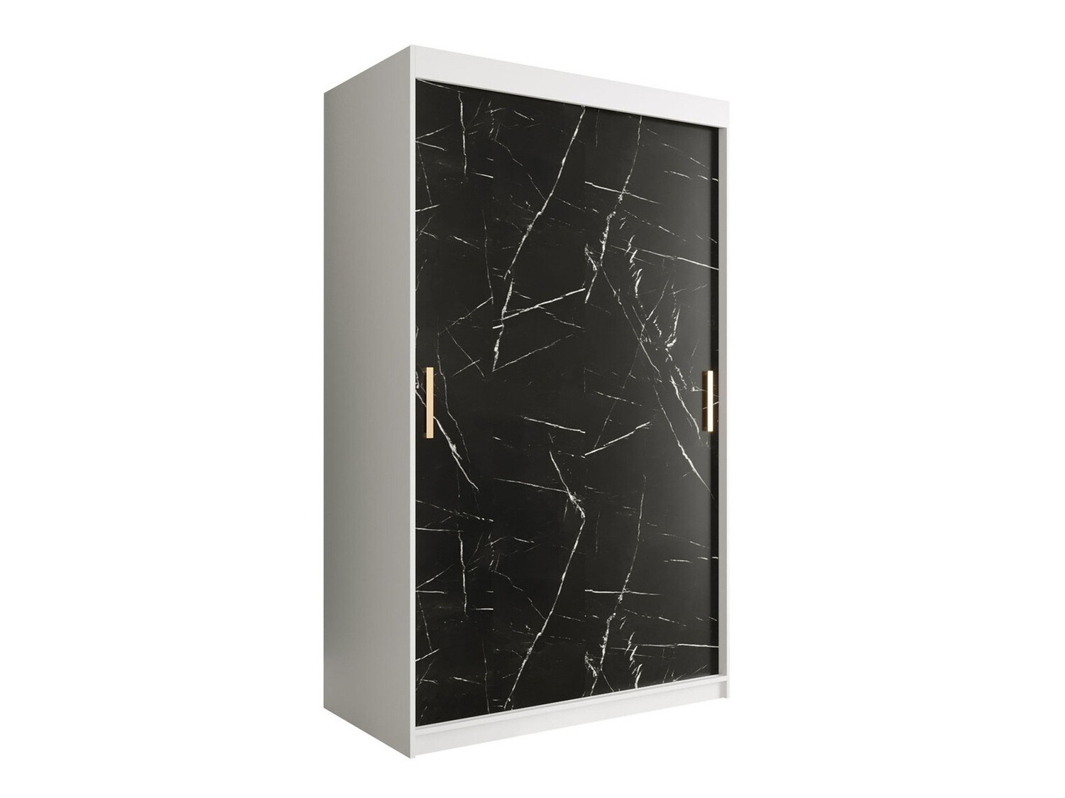 Kledingkast Hartford 247 (Mat wit + Zwart marmer)