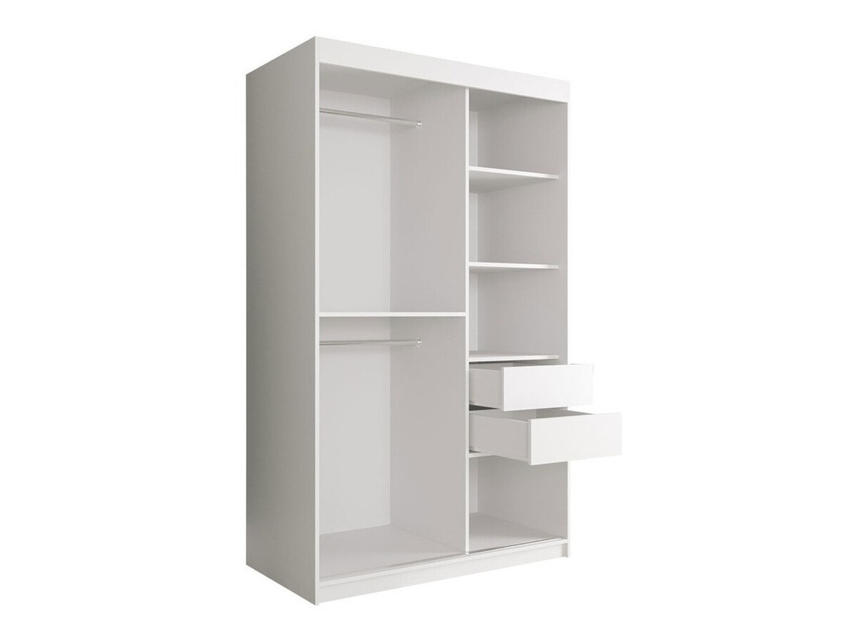 Kledingkast Hartford 247 (Mat wit + Zwart marmer)