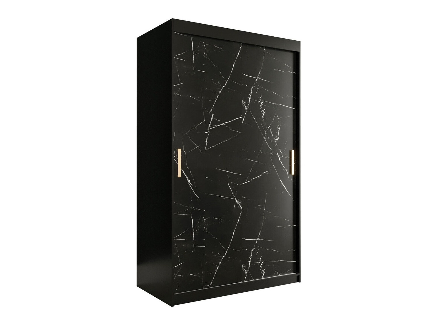 Kledingkast Hartford 247 (Matzwart + Zwart marmer)