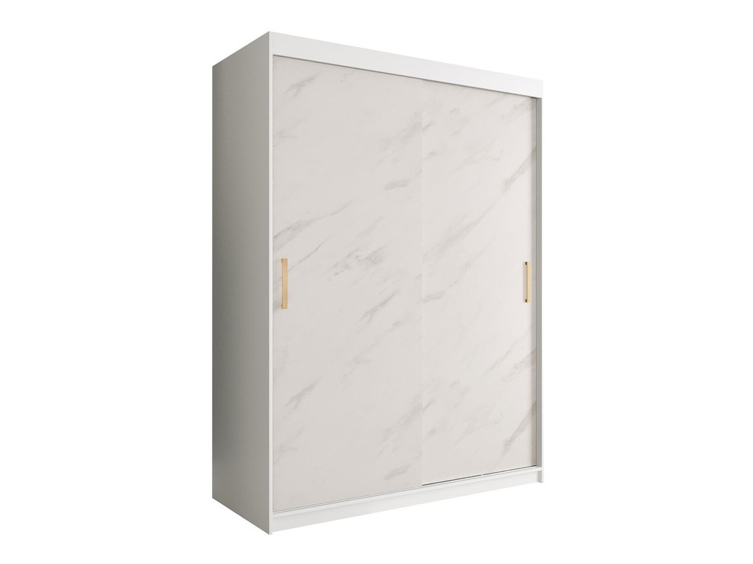 Kledingkast Hartford 248 (Mat wit + Wit marmer)