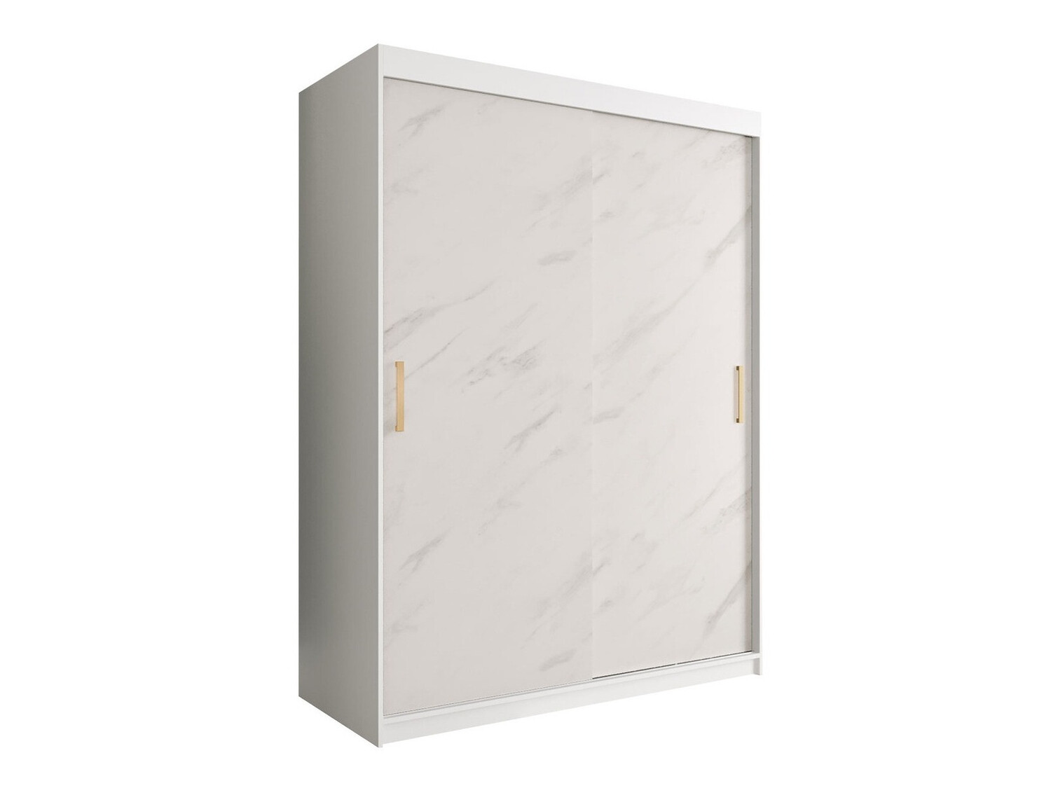 Kledingkast Hartford 248 (Mat wit + Wit marmer)