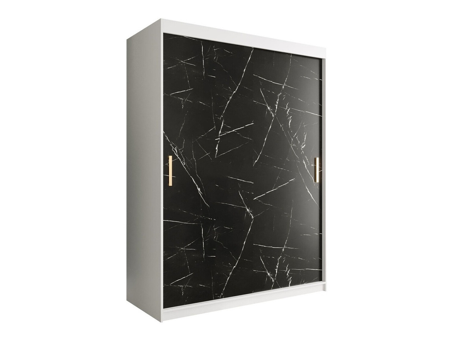 Kledingkast Hartford 248 (Mat wit + Zwart marmer)