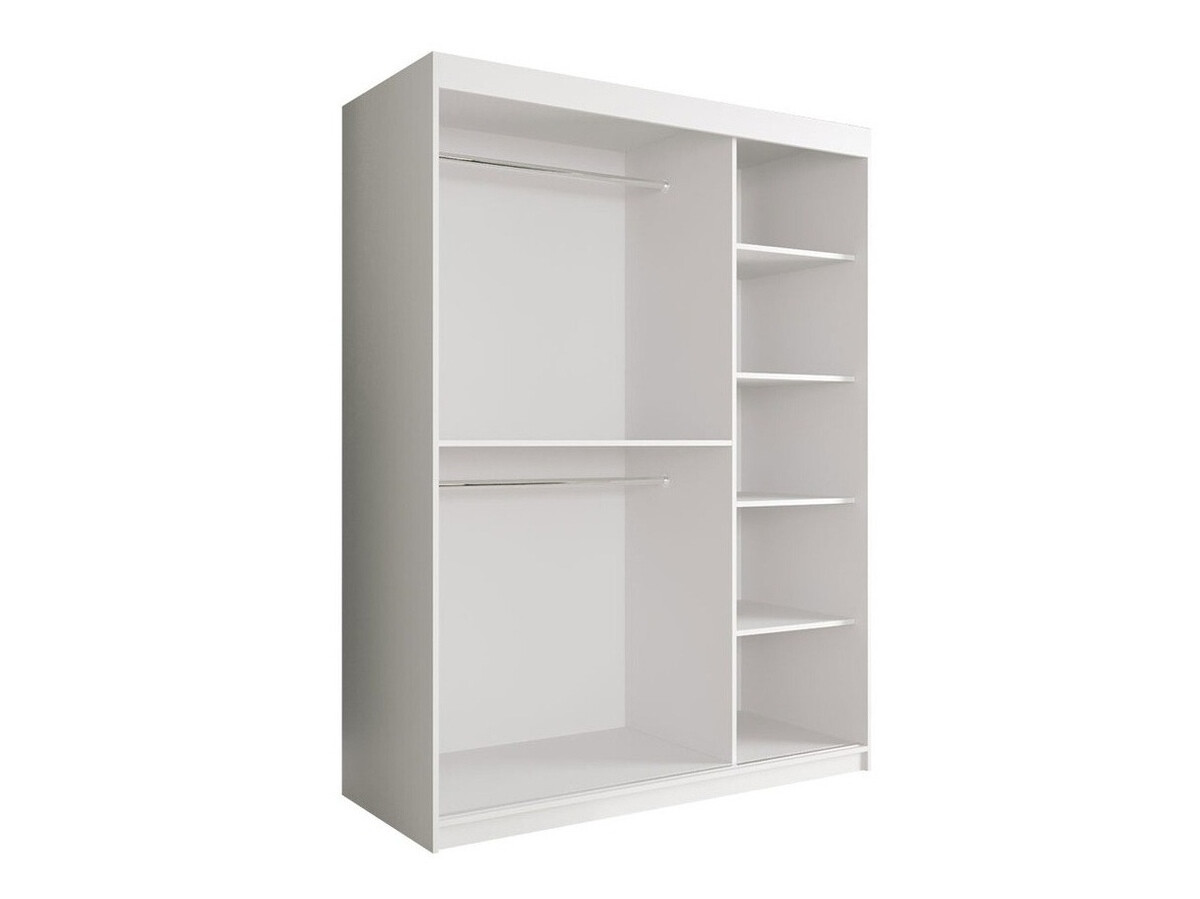 Kledingkast Hartford 248 (Mat wit + Zwart marmer)