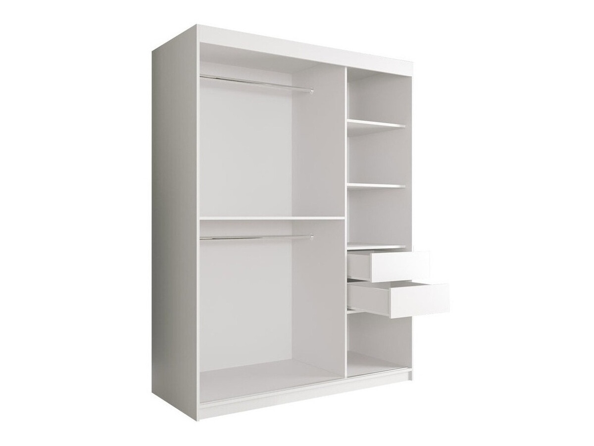 Kledingkast Hartford 248 (Mat wit + Zwart marmer)