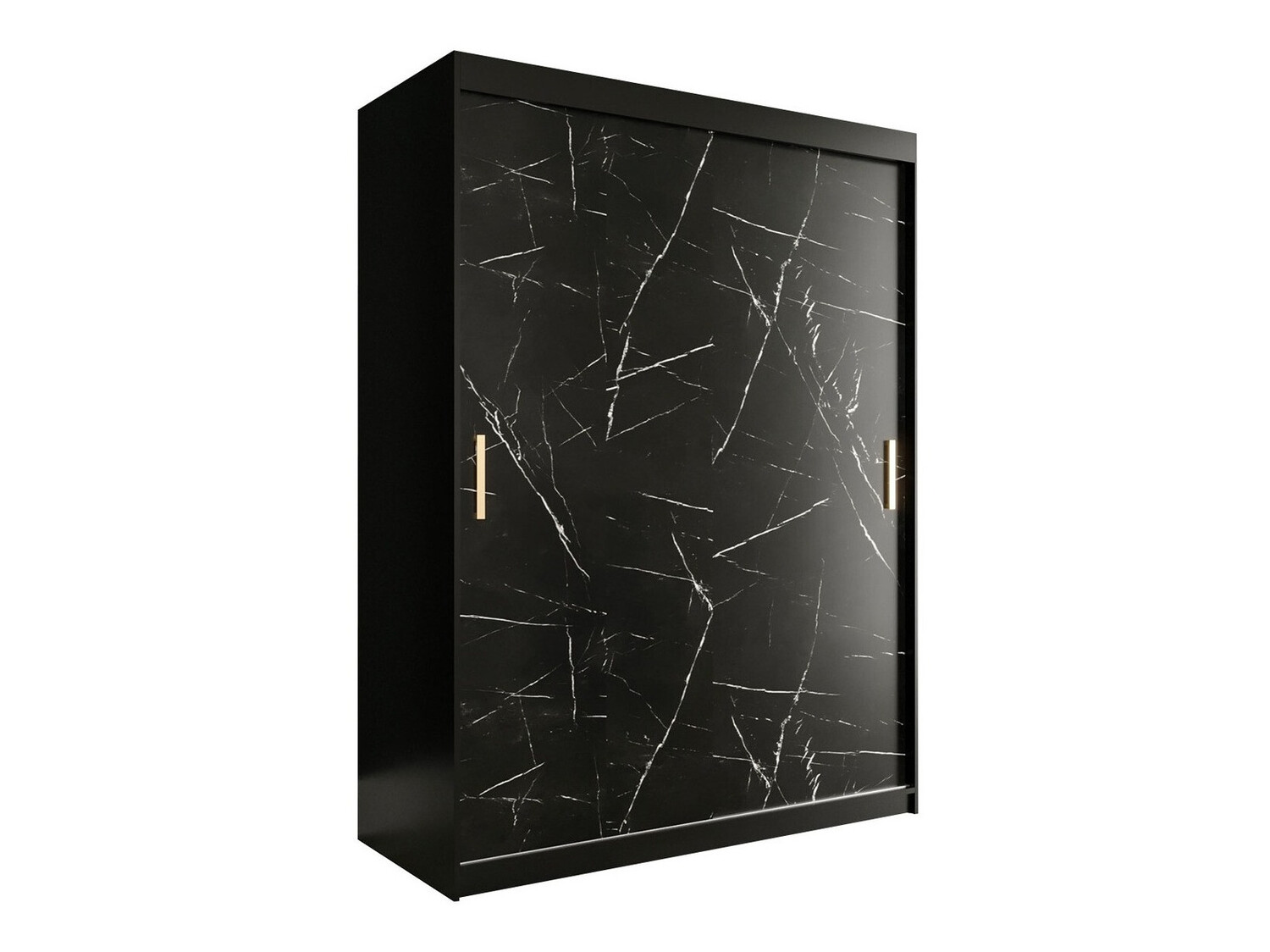 Kledingkast Hartford 248 (Matzwart + Zwart marmer)