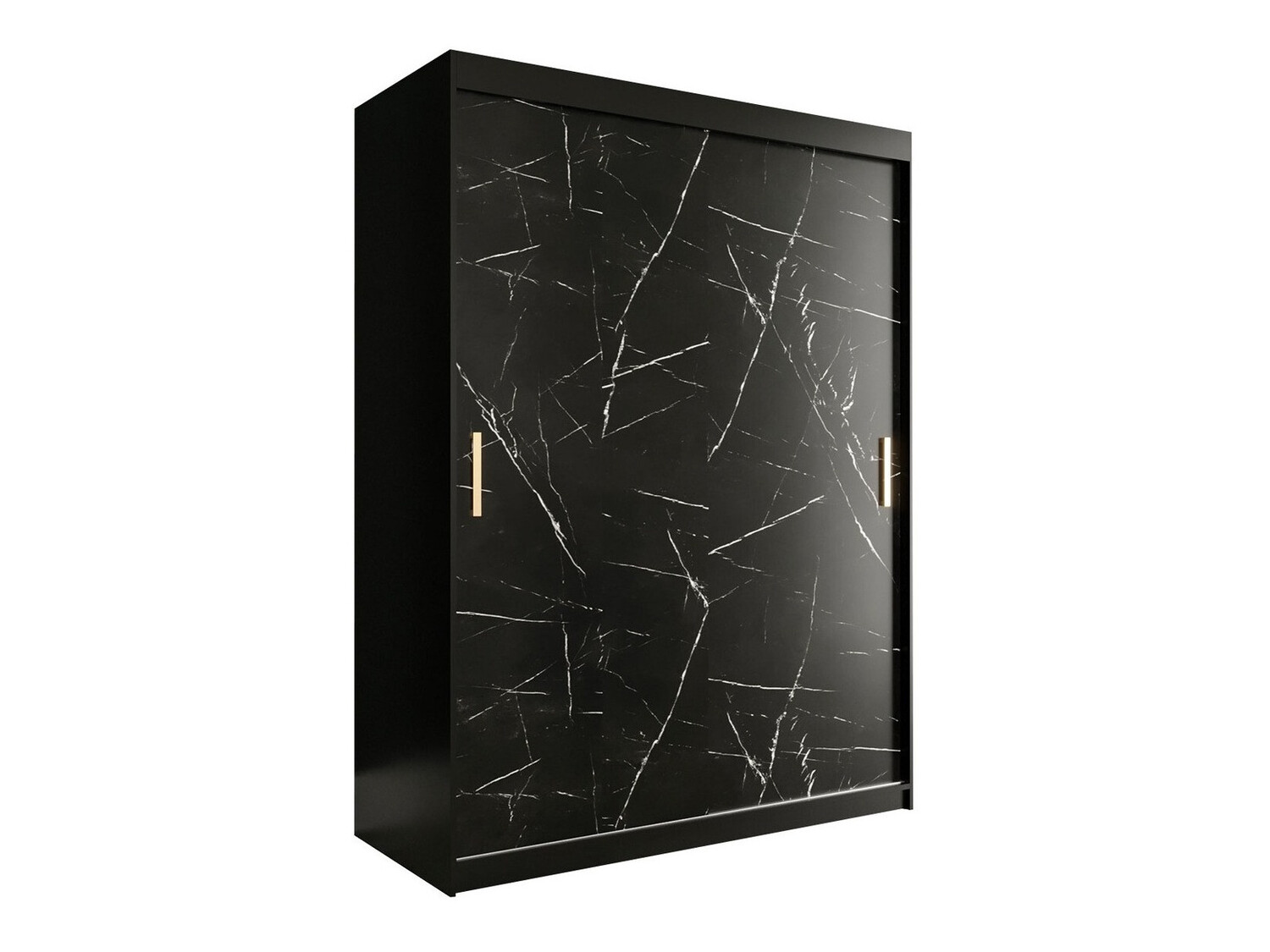 Kledingkast Hartford 248 (Matzwart + Zwart marmer)