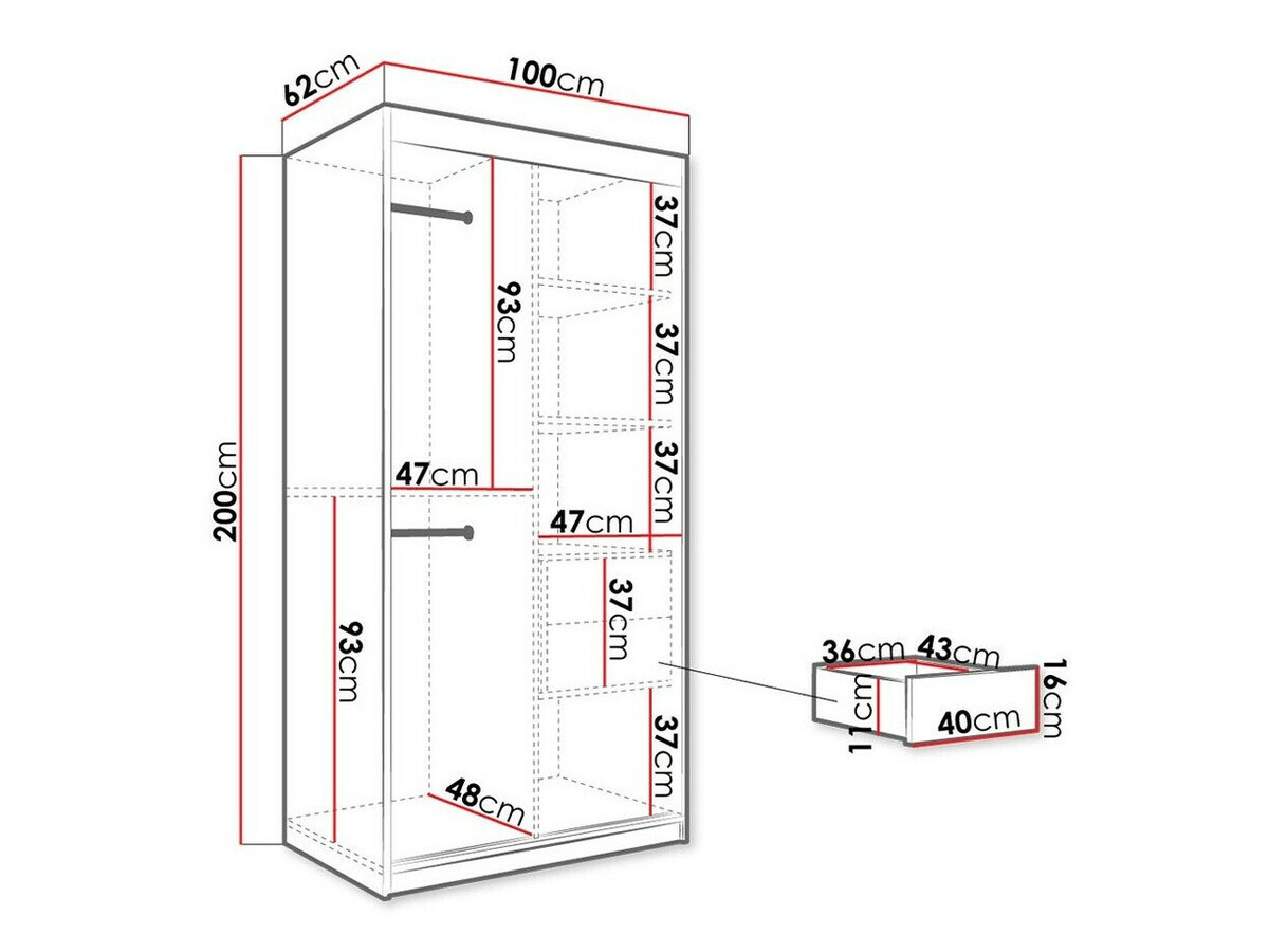 Kledingkast Hartford 252 (Mat wit + Zwart marmer)