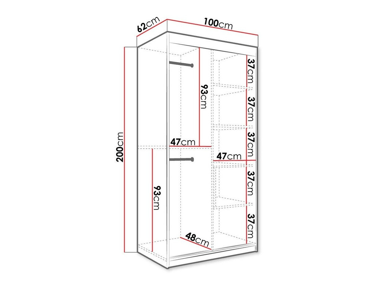 Kledingkast Hartford 252 (Matzwart + Zwart marmer)