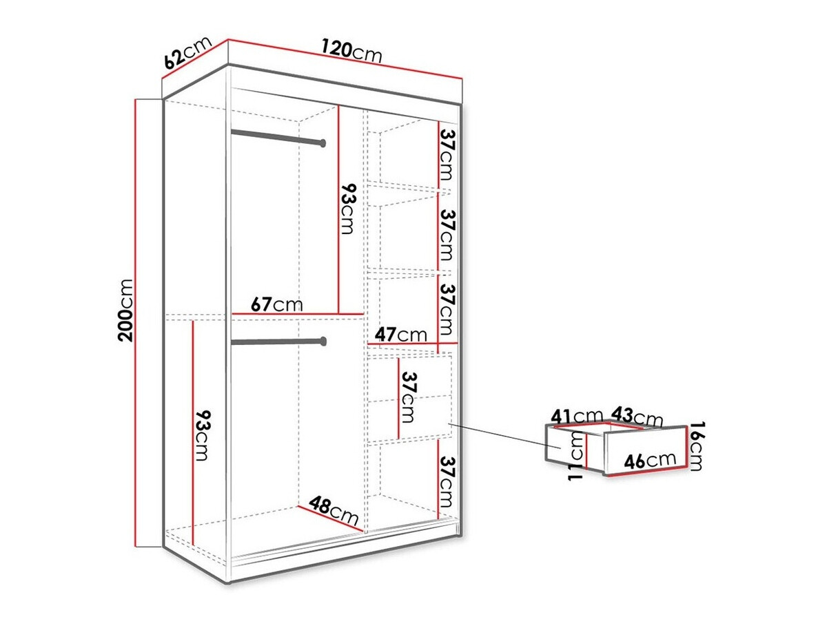 Kledingkast Hartford 253 (Mat wit + Wit marmer)