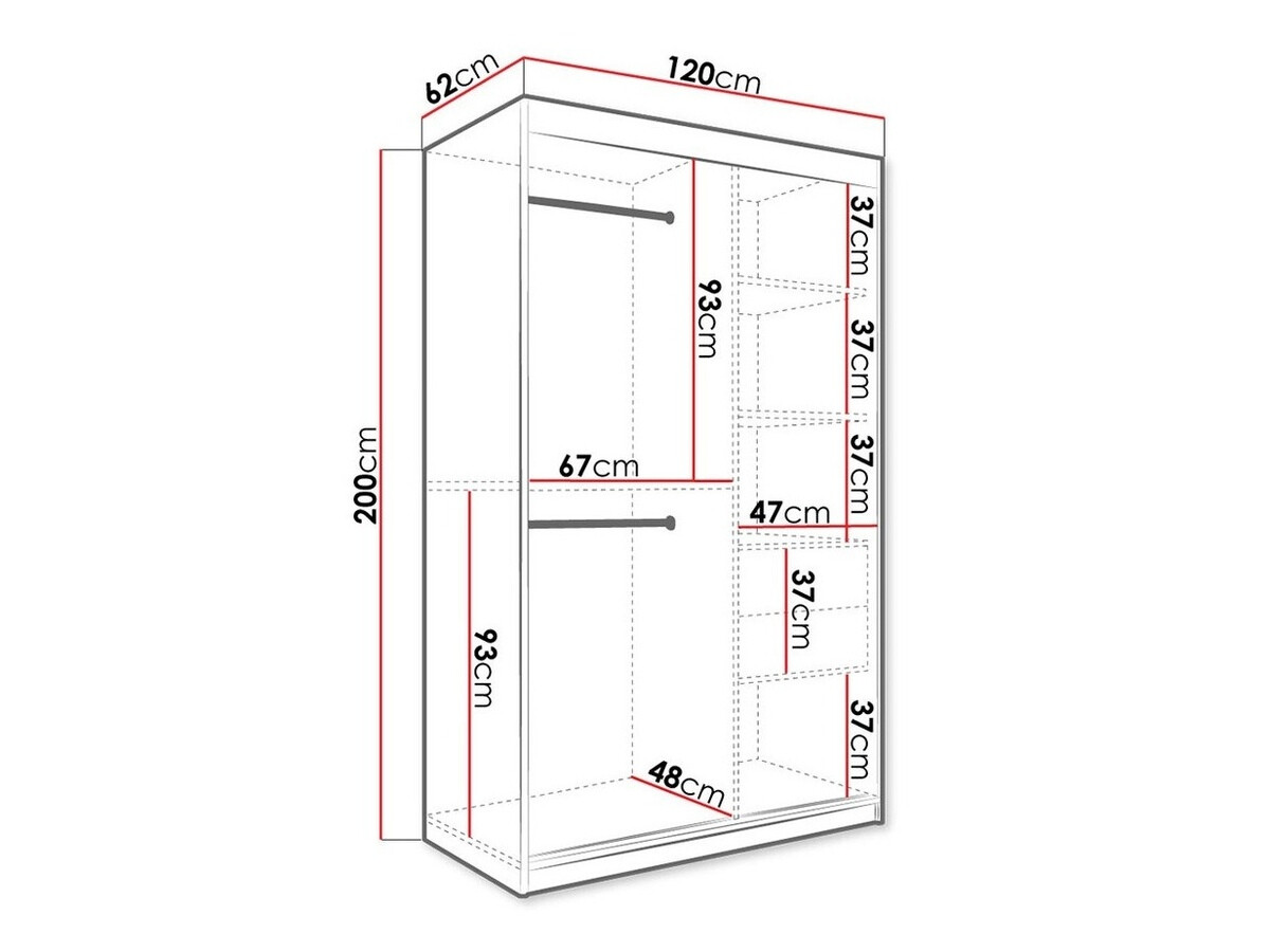 Kledingkast Hartford 253 (Mat wit + Zwart marmer)