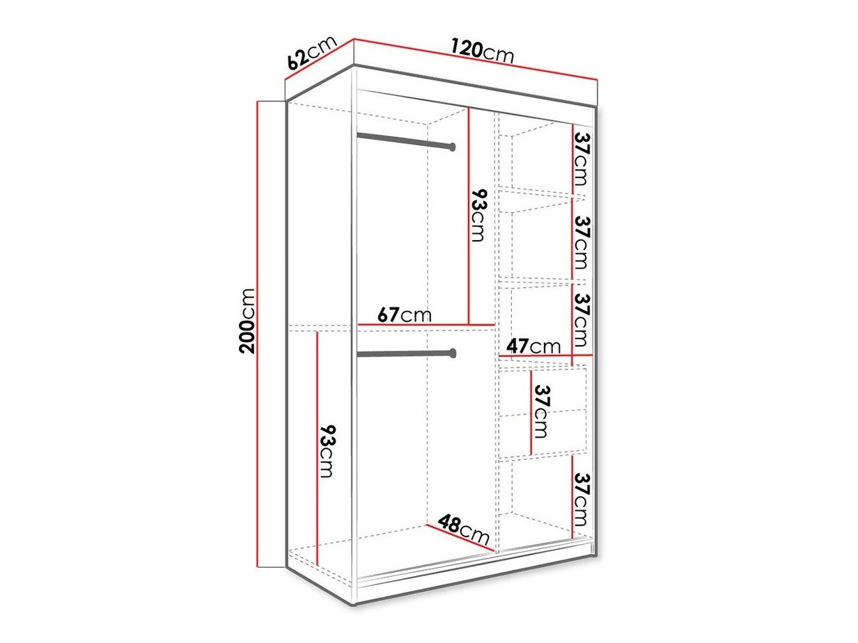 Kledingkast Hartford 253 (Matzwart + Zwart marmer)