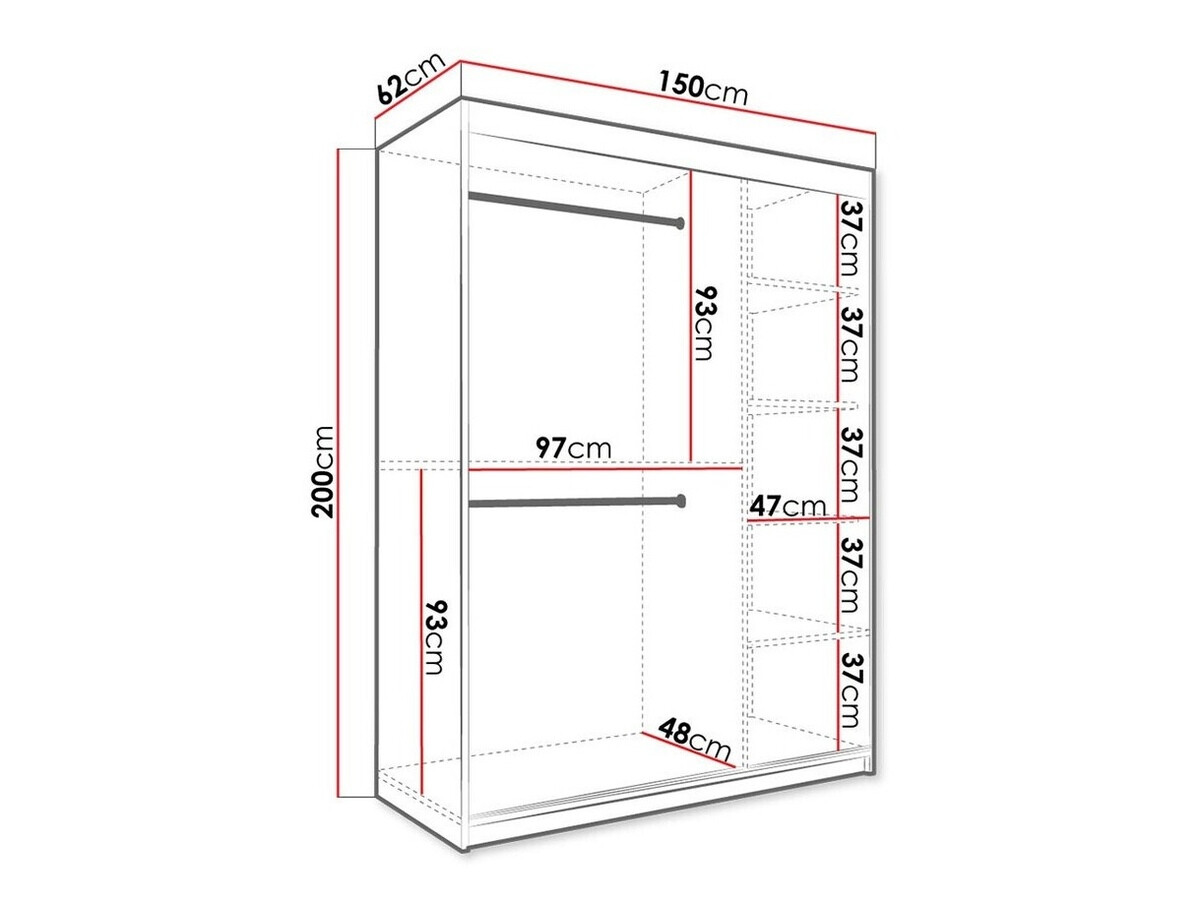 Kledingkast Hartford 254 (Mat wit + Wit marmer)