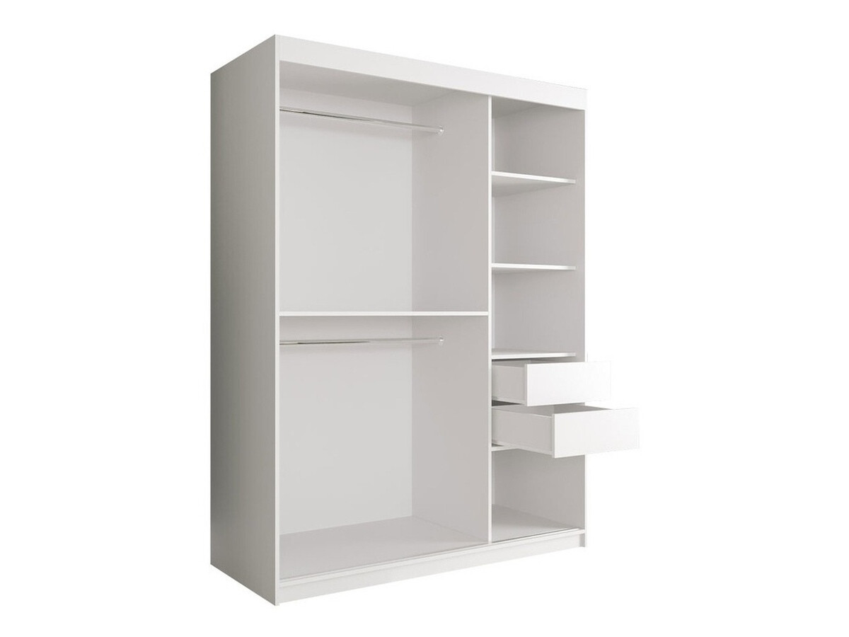 Kledingkast Hartford 254 (Mat wit + Wit marmer)