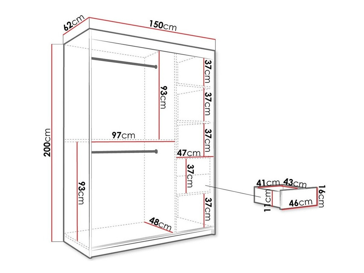 Kledingkast Hartford 254 (Mat wit + Wit marmer)