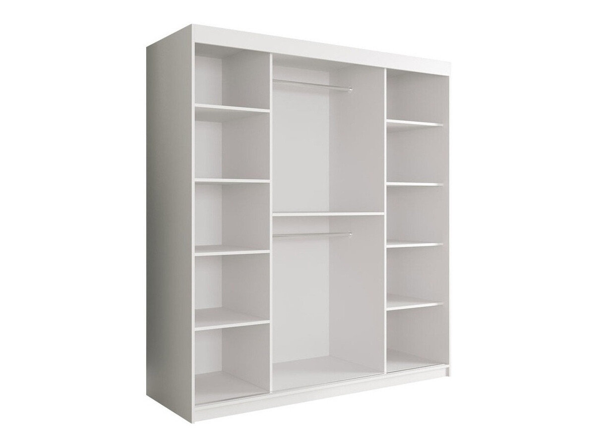 Kledingkast Hartford 255 (Mat wit + Zwart marmer)