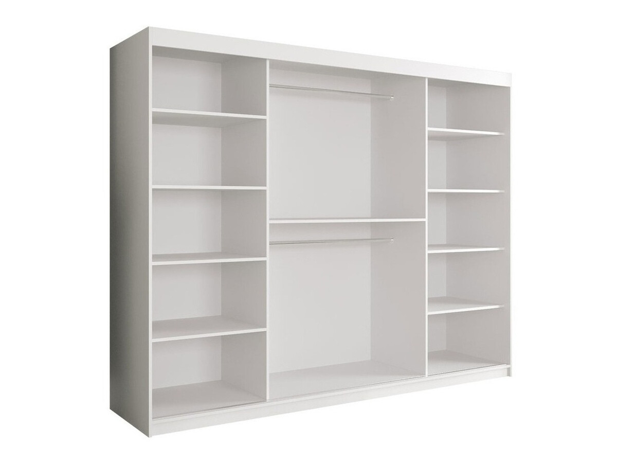 Kledingkast Hartford 257 (Mat wit + Wit marmer)