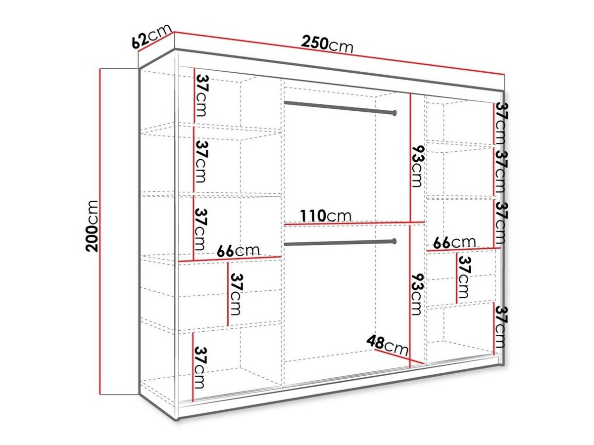 Kledingkast Hartford 257 (Mat wit + Wit marmer)
