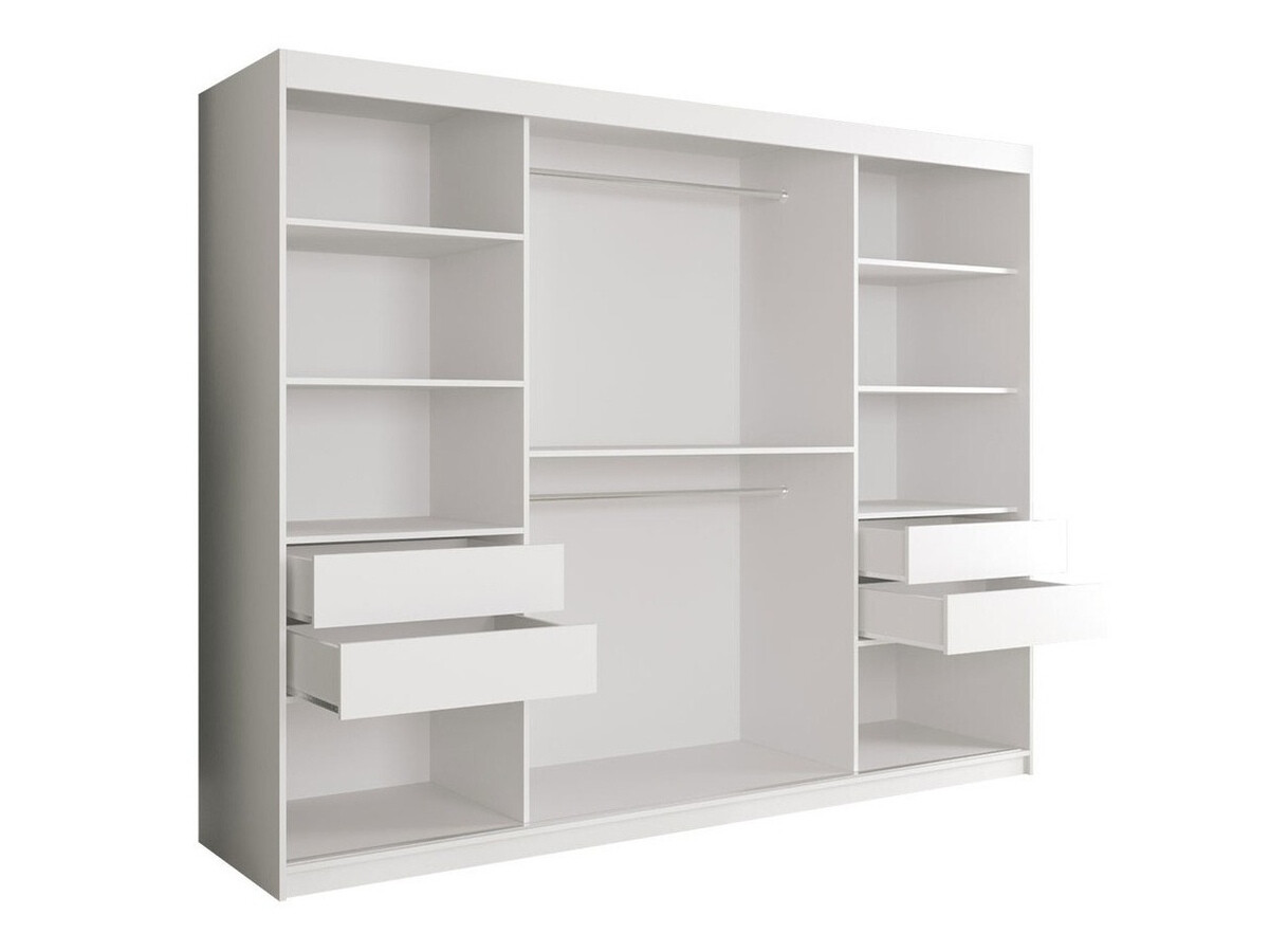 Kledingkast Hartford 257 (Mat wit + Wit marmer)