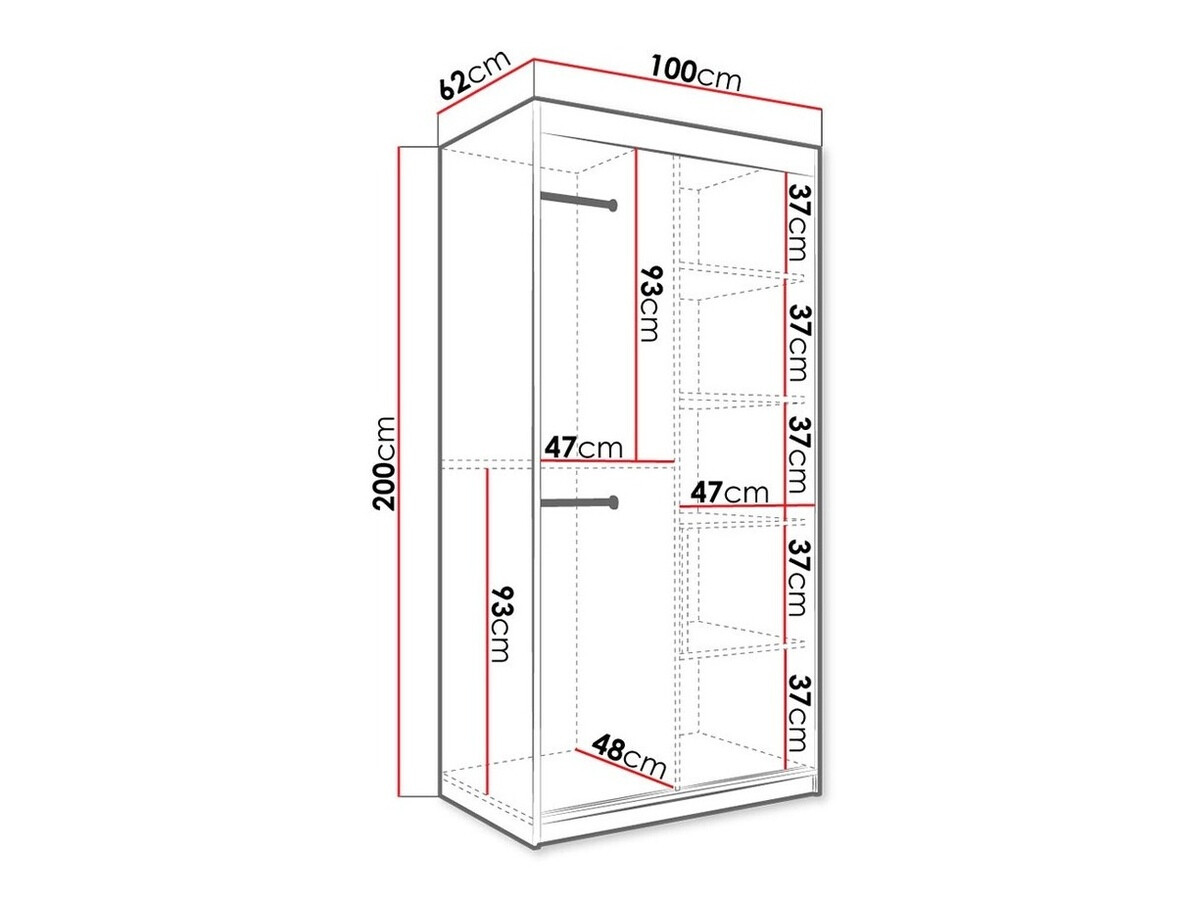 Kledingkast Hartford 258 (Mat wit + Wit marmer)