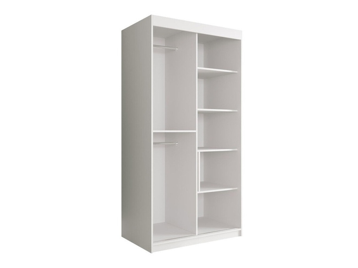 Kledingkast Hartford 258 (Mat wit + Zwart marmer)