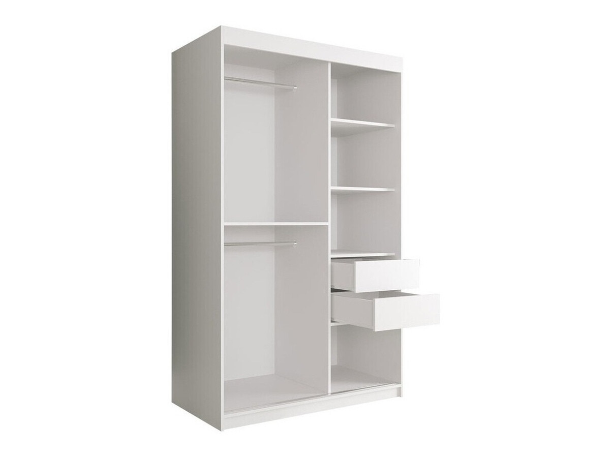 Kledingkast Hartford 259 (Mat wit + Zwart marmer)