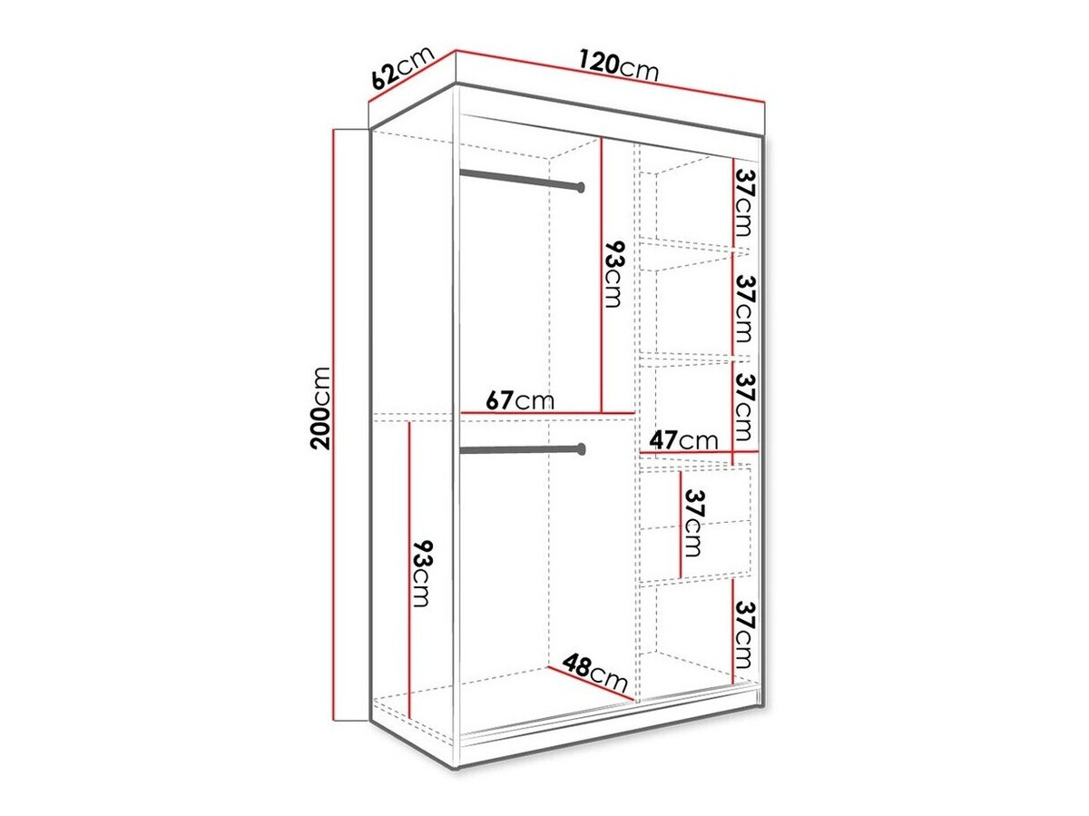 Kledingkast Hartford 259 (Matzwart + Wit marmer)