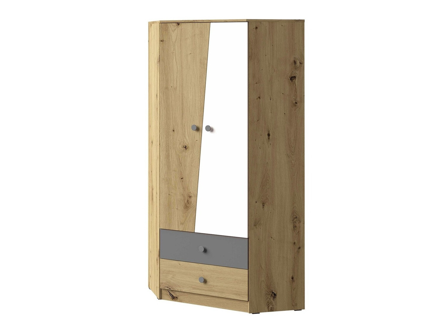 Hoekkledingkast Almira 101 (Artisan eiken + Wit + Grijs)